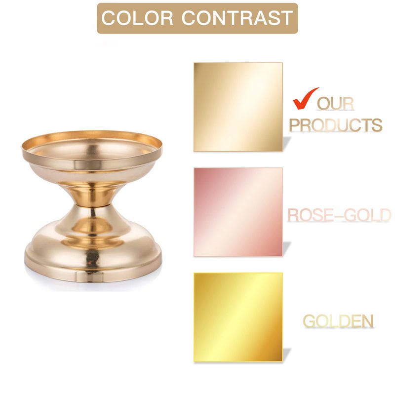 NUPTIO Candle Holders for Pillar Candles: 10 Pcs Gold Pedestals Stand Small Round Metal Votive Candlestick Pillars Holder for Wedding Dining Table Living Room Fireplace Mantel Decor - Image 4